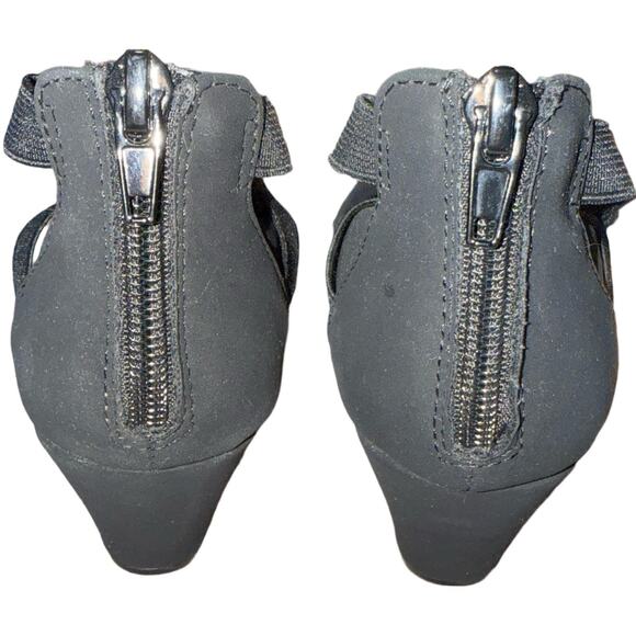 Chic Andiamo Black Suede Cross Strap Platform Wedge Heel Size 5.5 - Picture 4 of 5